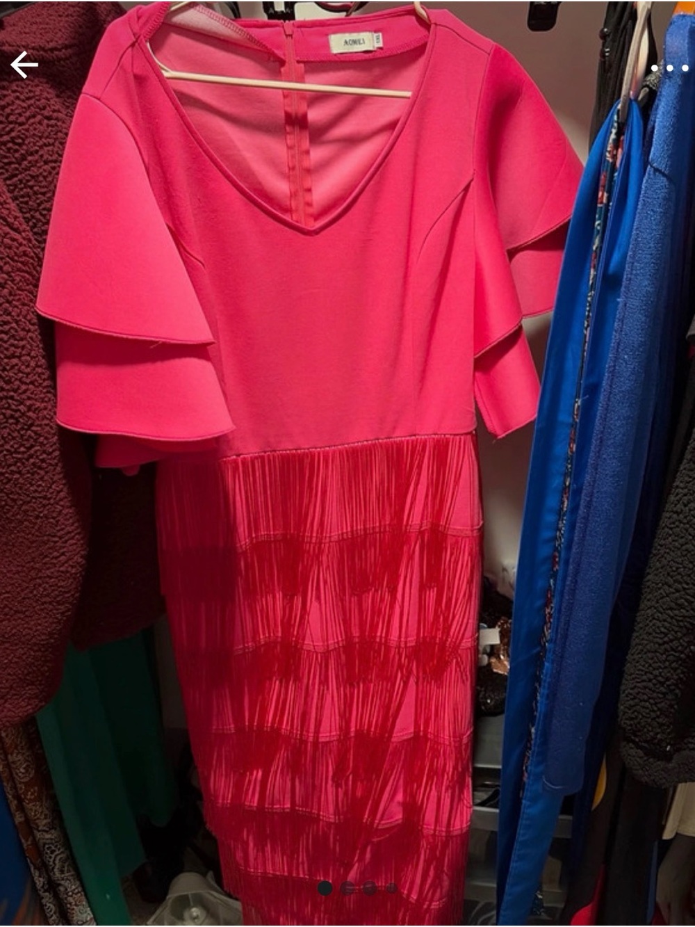 Akris Hot Pink Tiered Fringe Dress